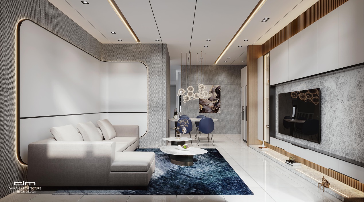 透天厝客廳設計出科技時尚未來感，使空間開闊。